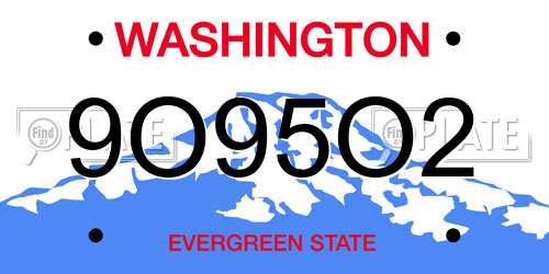 9O95O2 Washington License Plate