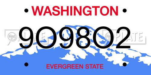 9O98O2 Washington License Plate