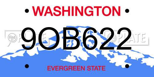 9OB622 Washington License Plate