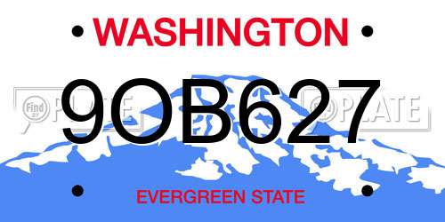 9OB627 Washington License Plate