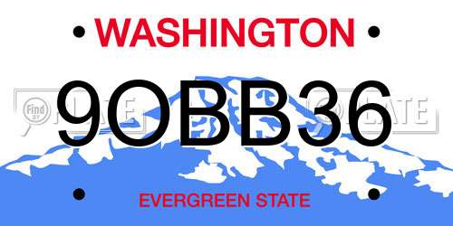 9OBB36 Washington License Plate