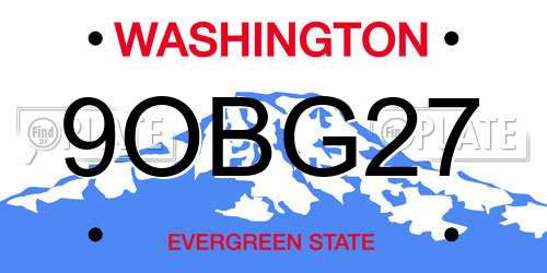 9OBG27 Washington License Plate