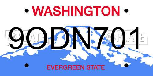 9ODN701 Washington License Plate