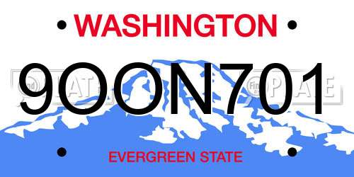 9OON701 Washington License Plate