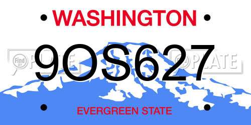 9OS627 Washington License Plate