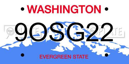 9OSG22 Washington License Plate