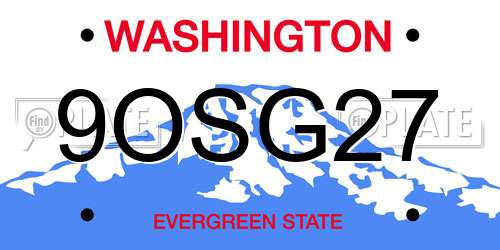 9OSG27 Washington License Plate