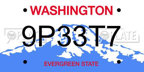 9P33T7 Washington License Plate