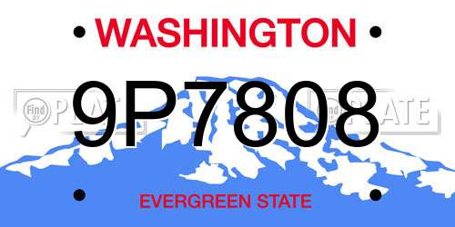 9P7808 Washington License Plate