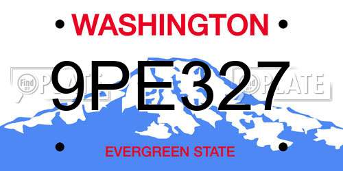 9PE327 Washington License Plate