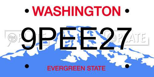 9PEE27 Washington License Plate