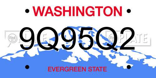 9Q95Q2 Washington License Plate