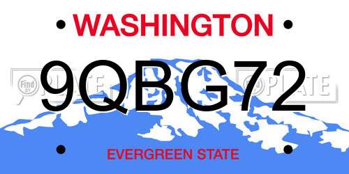 9QBG72 Washington License Plate