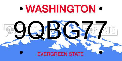 9QBG77 Washington License Plate