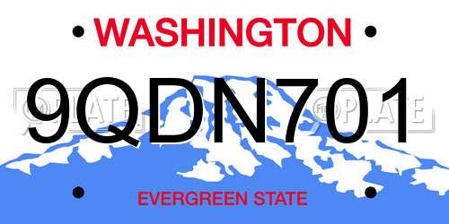 9QDN701 Washington License Plate