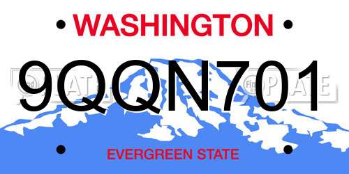 9QQN701 Washington License Plate