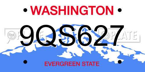 9QS627 Washington License Plate