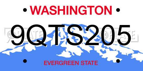 9QTS205 Washington License Plate
