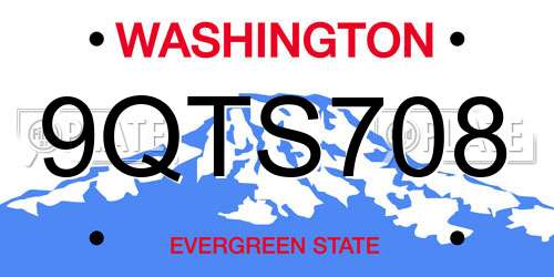 9QTS708 Washington License Plate