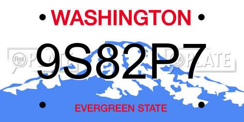 9S82P7 Washington License Plate