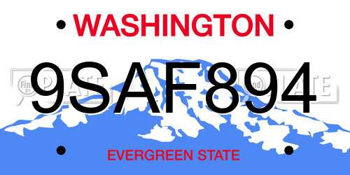 9SAF894 Washington License Plate