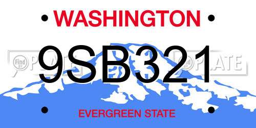 9SB321 Washington License Plate