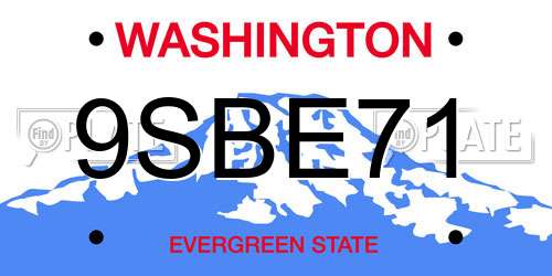 9SBE71 Washington License Plate