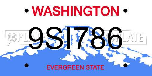 9SI786 Washington License Plate