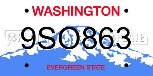 9SO863 Washington License Plate