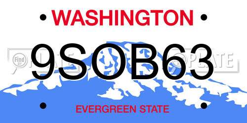 9SOB63 Washington License Plate