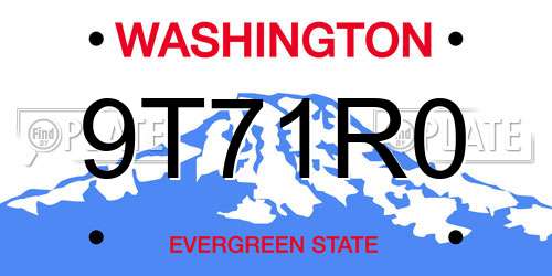 9T71R0 Washington License Plate