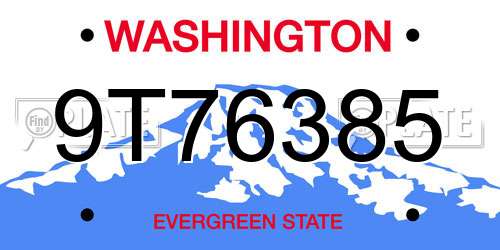 9T76385 Washington License Plate