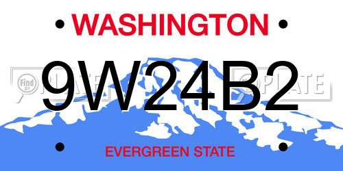 9W24B2 Washington License Plate