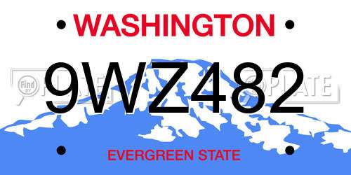 9WZ482 Washington License Plate