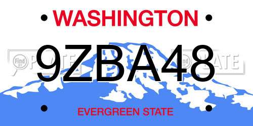 9ZBA48 Washington License Plate
