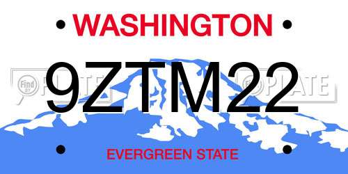 9ZTM22 Washington License Plate