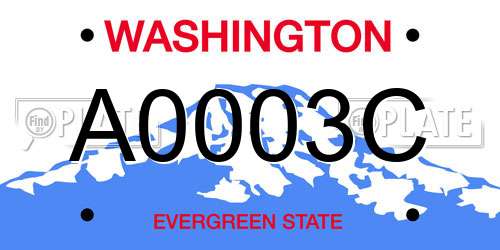 A0003C Washington License Plate