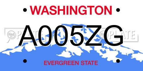 A005ZG Washington License Plate