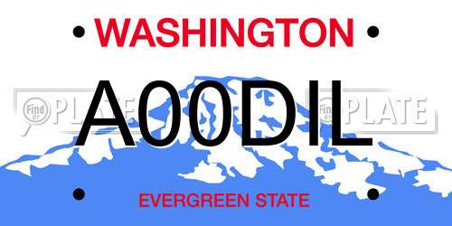 A00DIL Washington License Plate