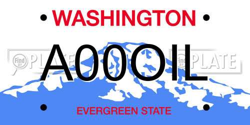 A00OIL Washington License Plate