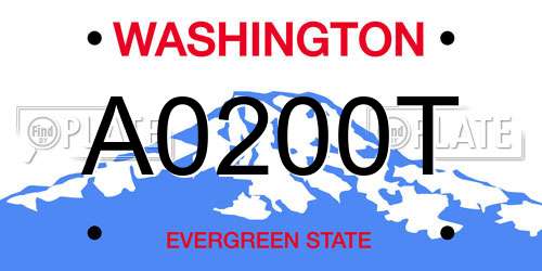 A0200T Washington License Plate