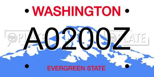 A0200Z Washington License Plate