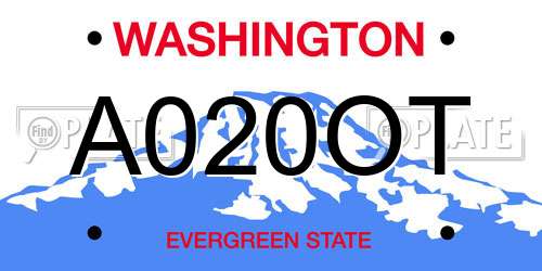 A020OT Washington License Plate