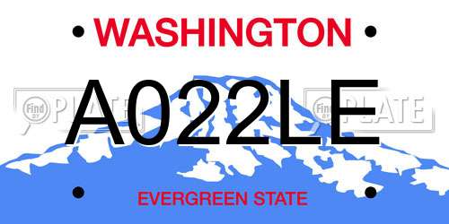 A022LE Washington License Plate