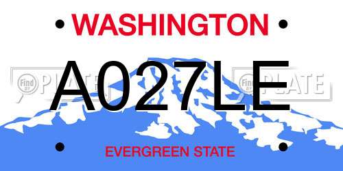 A027LE Washington License Plate
