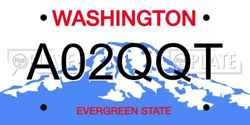 A02QQT Washington License Plate