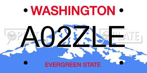 A02ZLE Washington License Plate