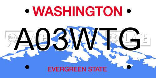A03WTG Washington License Plate