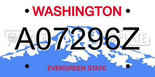 A07296Z Washington License Plate