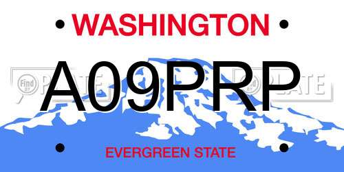 A09PRP Washington License Plate